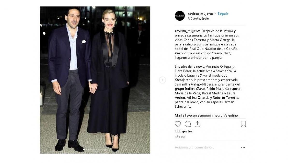 Marta Ortega, herdeira da Zara, surpreende com o seu vestido de noiva imagem